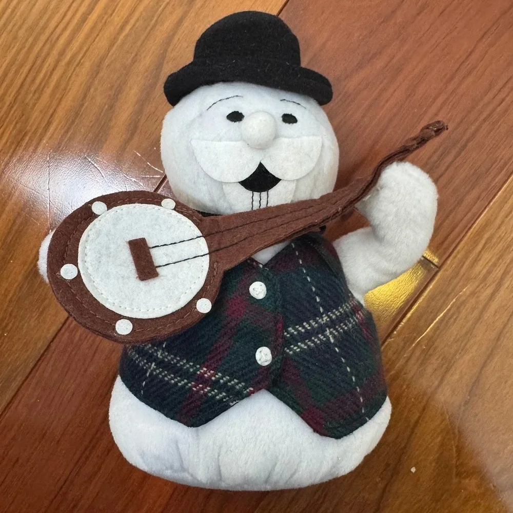 Vintage 1998 Stuffins Sam the Snowman Rudolph Banjo‎ Plush Holiday Decor
